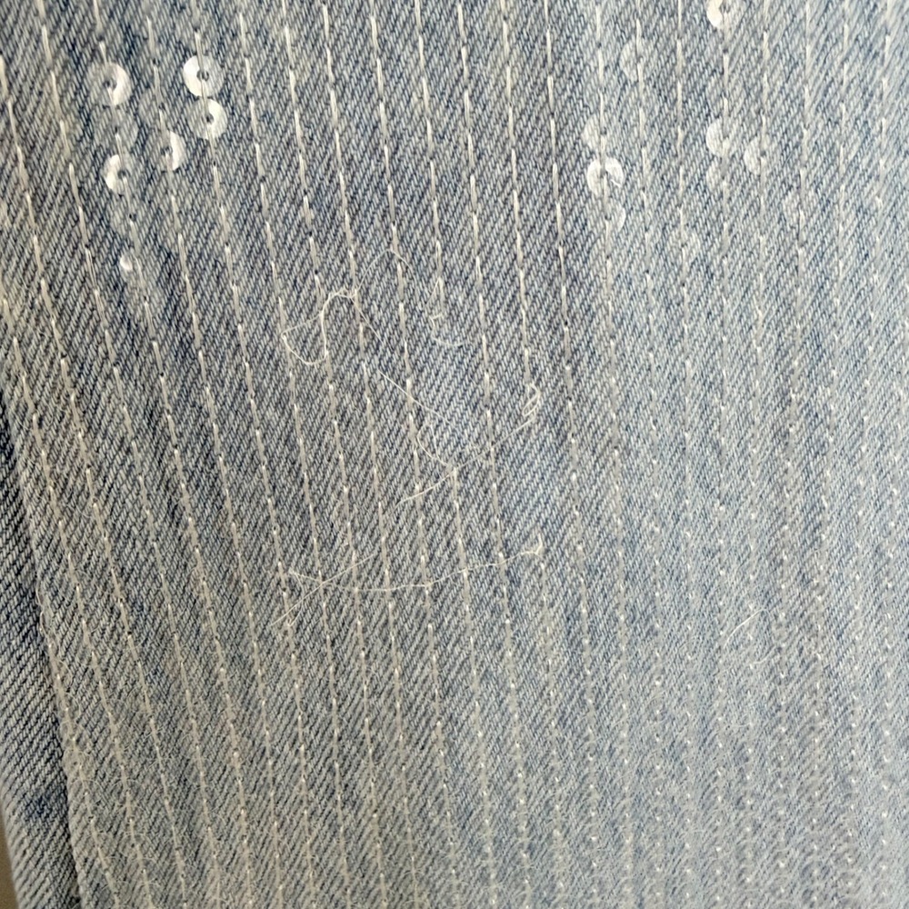 NEW Pilcro Sequin Wide Leg Jeans 28 Light Wash Denim High Rise Pants FLAW - Picture 8 of 16